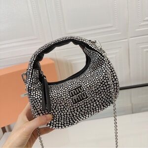 Miu Miu Silver Crystal Embellished Women's Bag